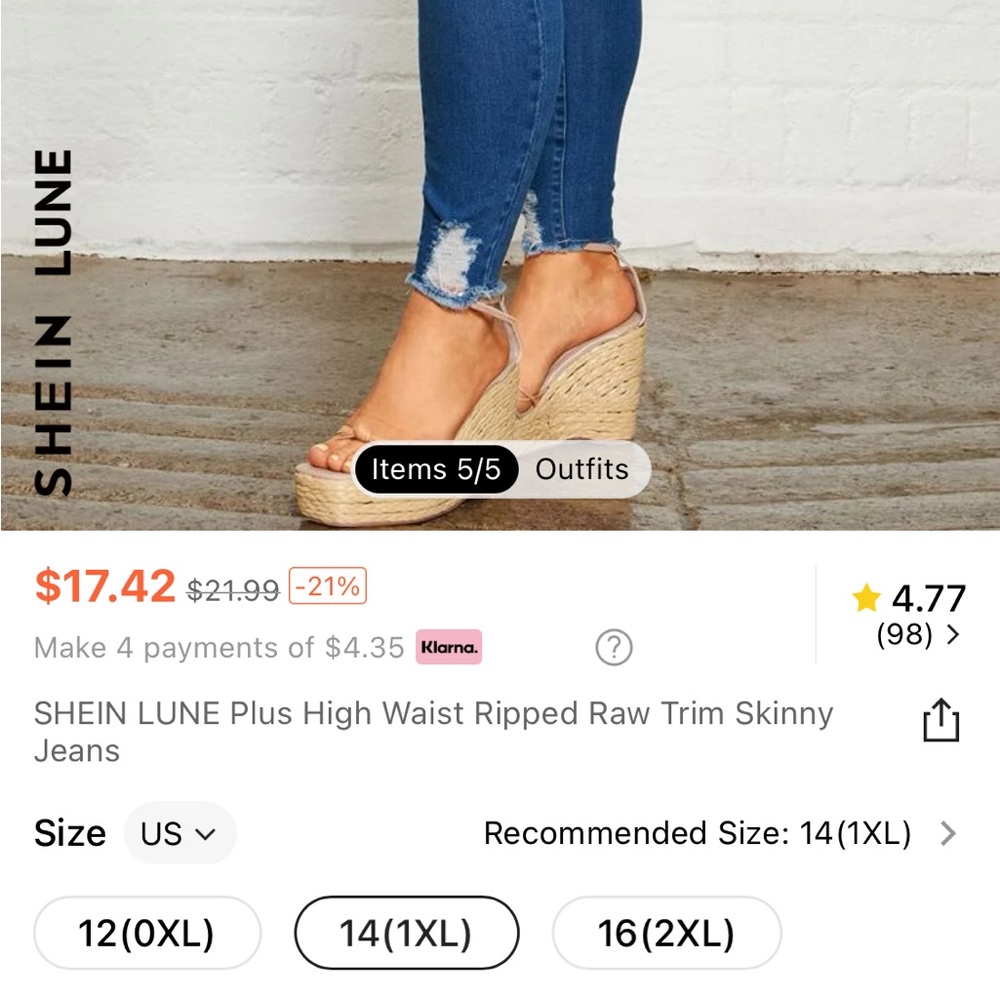 Light wash skinny raw hem Jeans - Picture 6 of 8